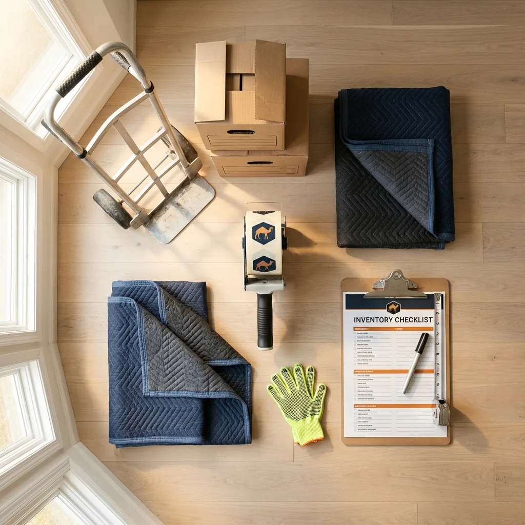 Professional moving supplies and packing materials layout for Taylorville residential relocations